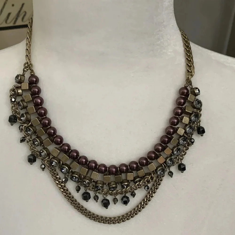 Silpada Blue Violet Necklace Glass Pearls Hematite Crystals KRN0033 18”